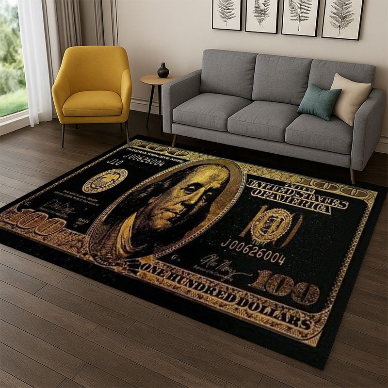 Kids Outdoor Flooring - Cartoon Dollar Euro Money Rich Carpet