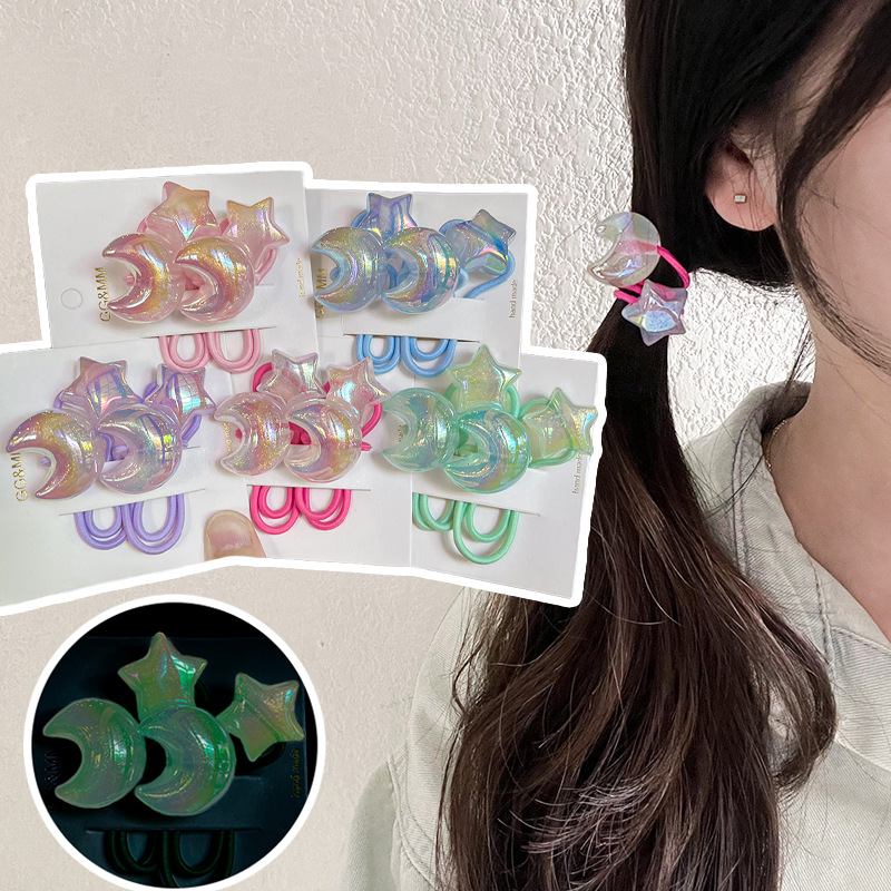 Kids Outdoor Decor - Hair Tie Elastic Moon Star Colorful