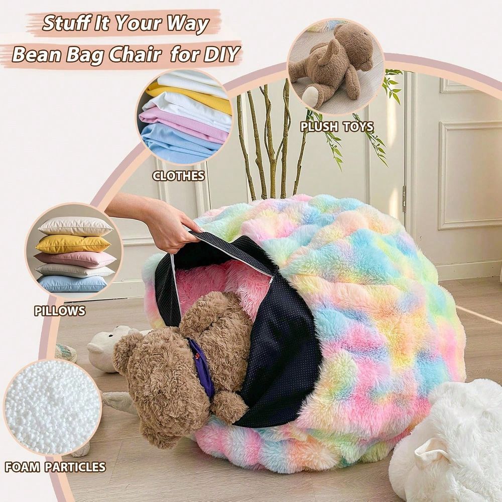 Faux Rabbit Fur Bean Bag Cover - Kids Outdoor Storage ulasan dan harga