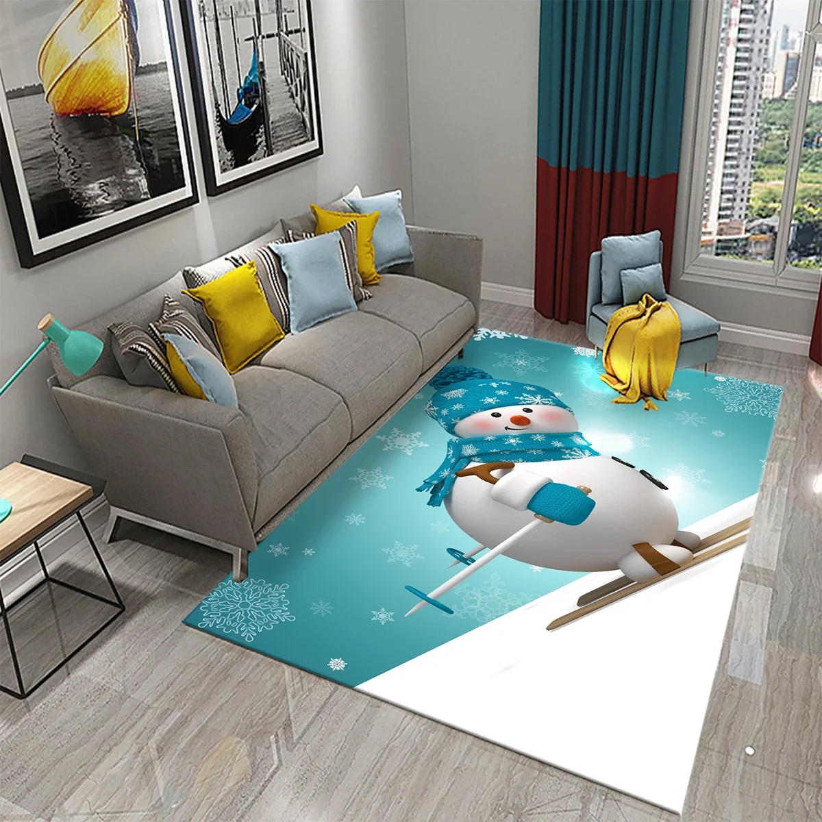 Lovely Cartoon Snowman Carpet  - Kids Outdoor Yoga ulasan dan harga