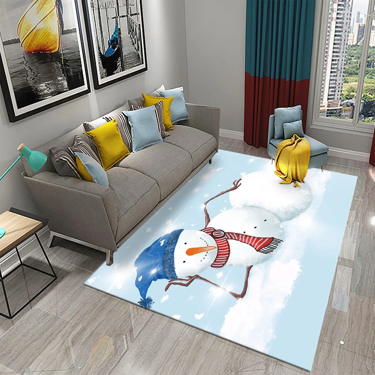 Lovely Cartoon Snowman Carpet  - Kids Outdoor Yoga ulasan dan harga