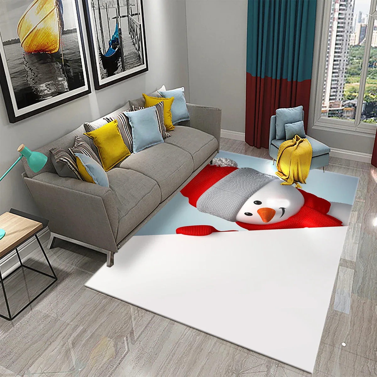 Lovely Cartoon Snowman Carpet  - Kids Outdoor Yoga ulasan dan harga