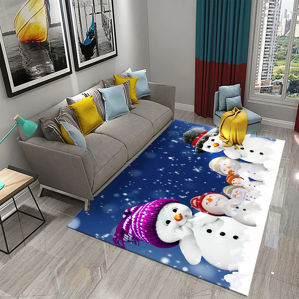Lovely Cartoon Snowman Carpet  - Kids Outdoor Yoga ulasan dan harga