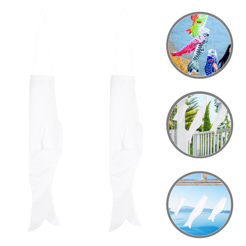 2Pcs Blank Cloth Carp Windsock - Kids Outdoor Decor ulasan dan harga