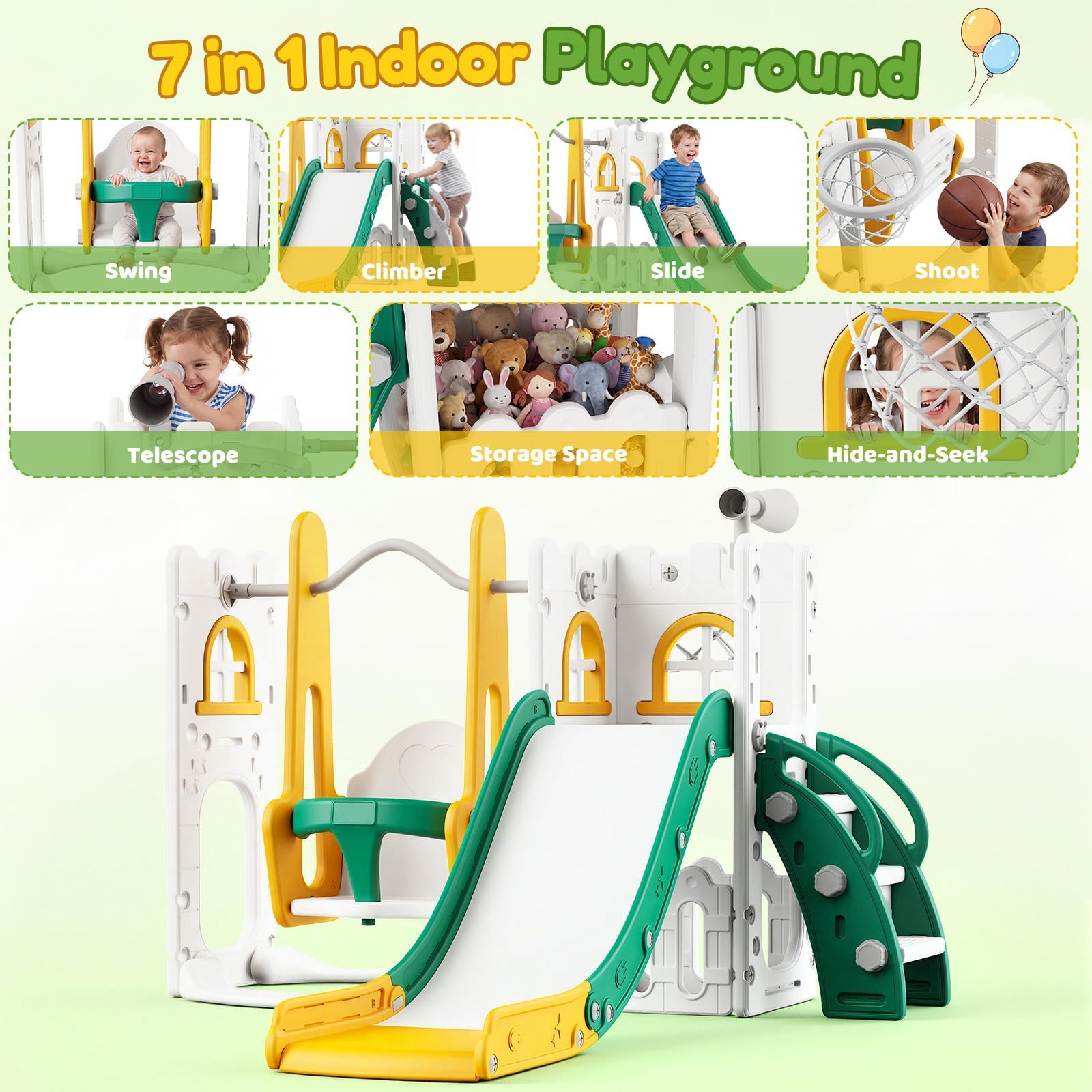 7 in 1 Toddler Slide And Swing - Kids Outdoor Playground ulasan dan harga