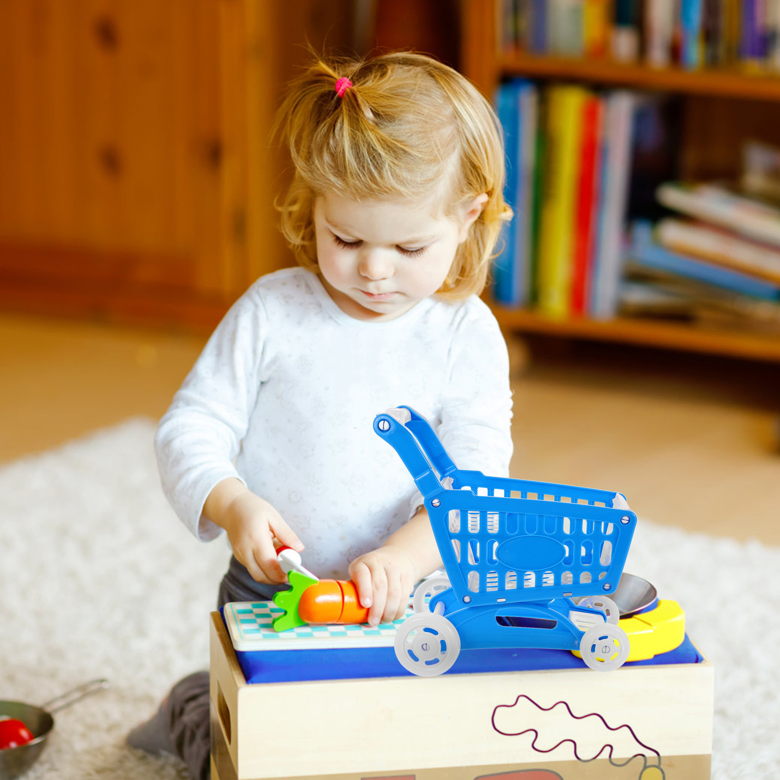 Mini Blue Shopping Cart Superm - Kids Indoor Outdoor Cart ulasan dan harga